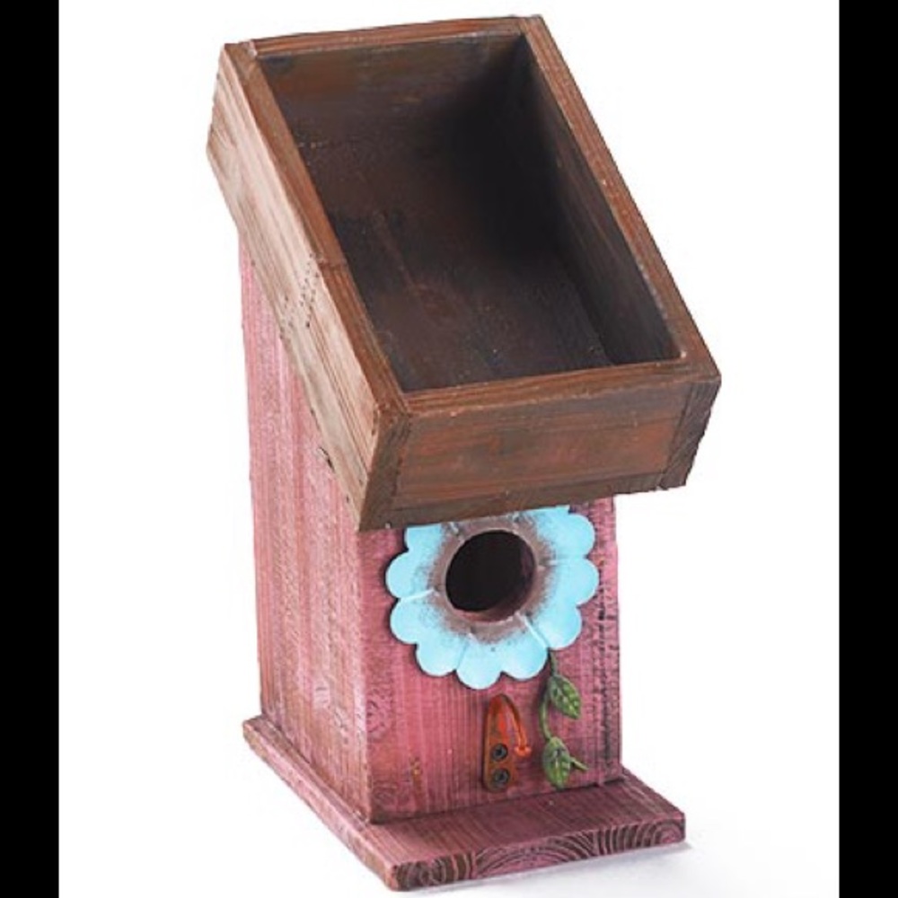 Wood Birdhouse Planters ~ Pink